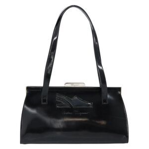 Salvatore Ferragamo Vintage Patent Leather Black Patent_Leather Tote Bag Bag